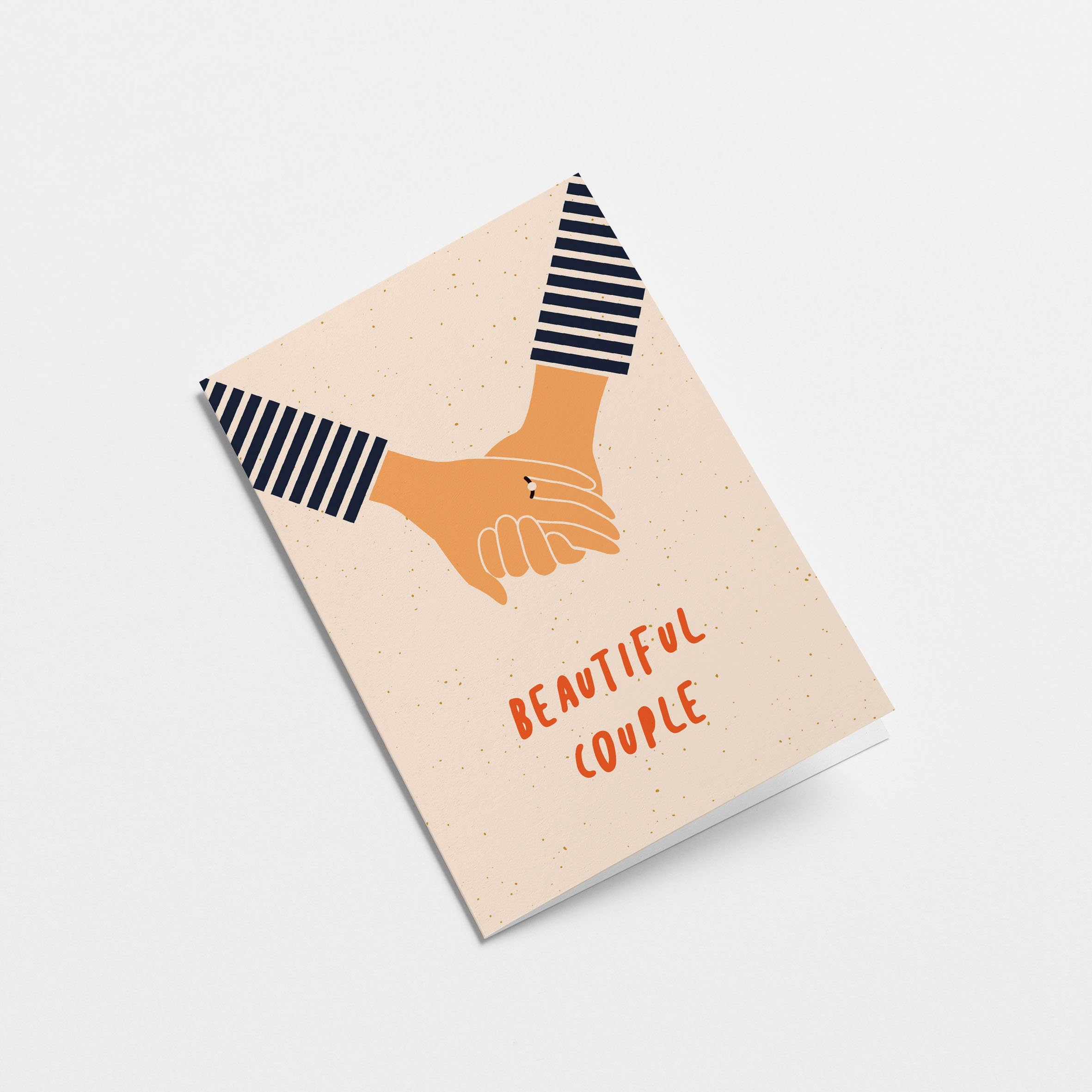 Congratulations Card with 2 hands holding each other and a text that says beautiful couple