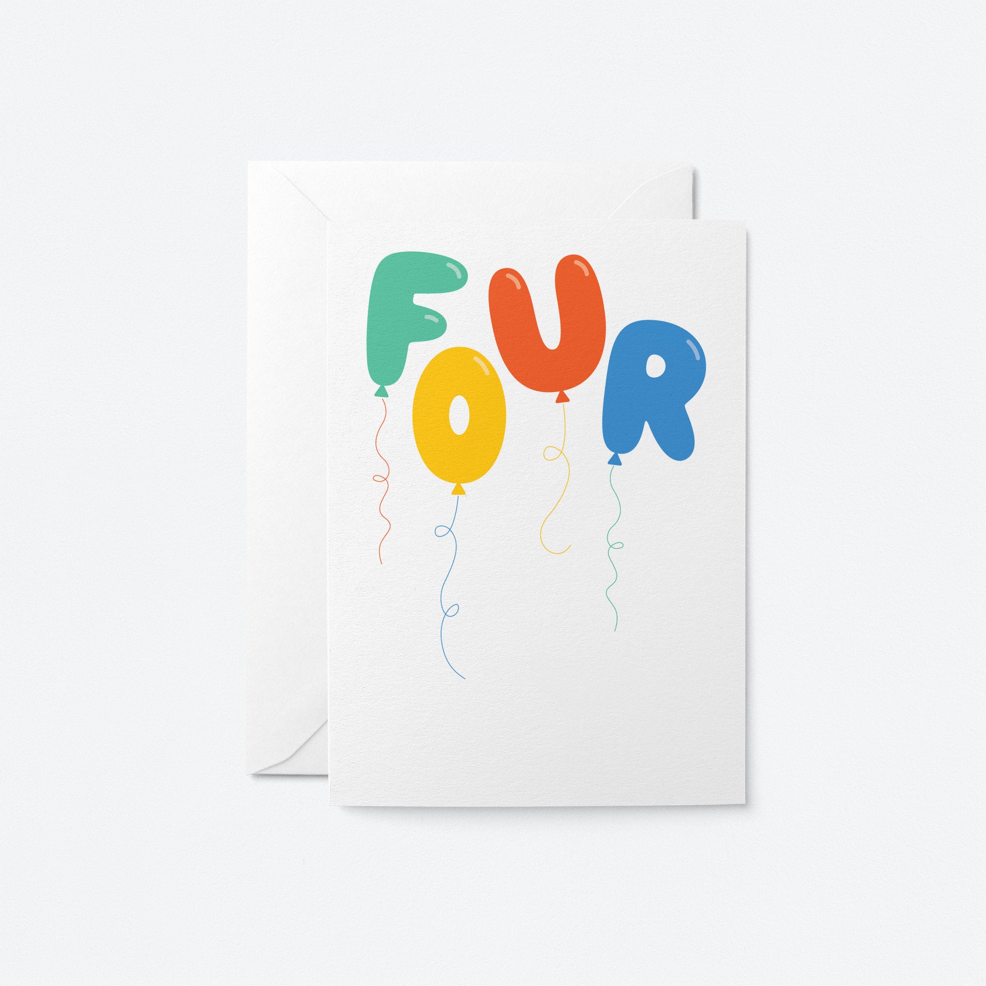 Four - 4th Birthday card - Kids age card