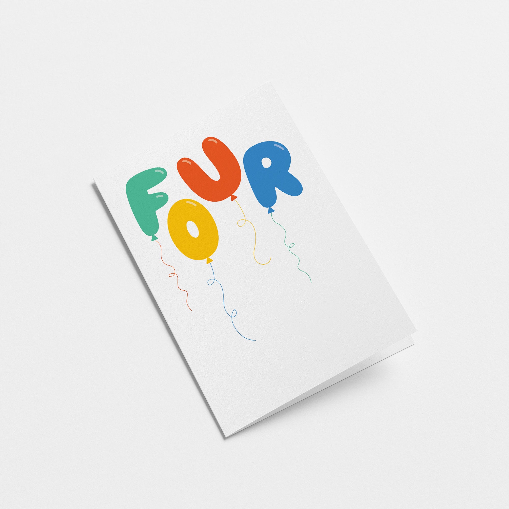 Four - 4th Birthday card - Kids age card