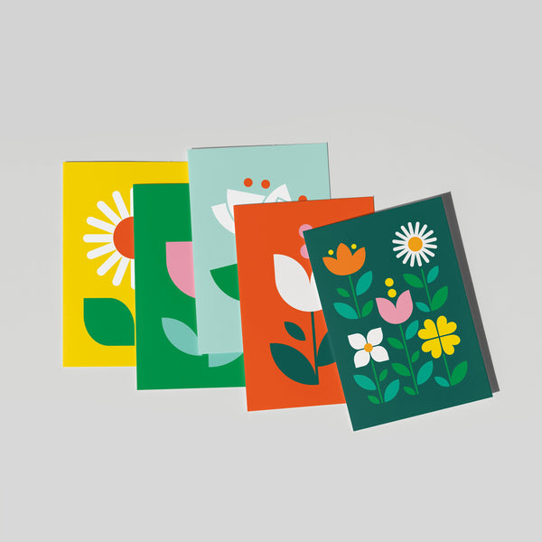 Surprise Pack of 5 Flower Cards - Blank