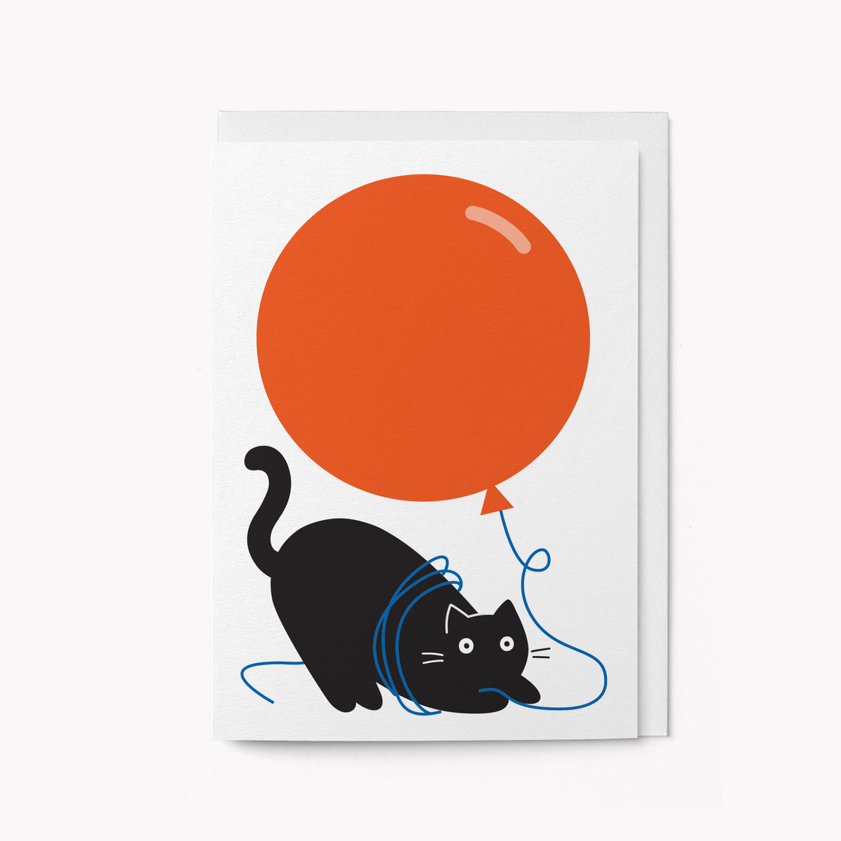 Cat and Balloon - Birthday card