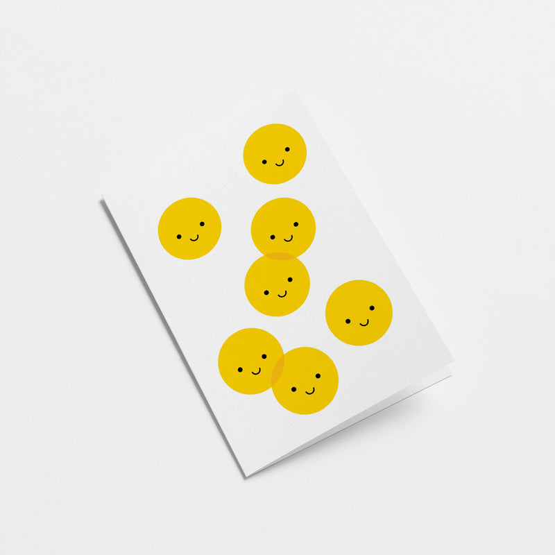 friendship card with yellow smiley faces