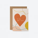 friendship card with a red heart drawing and a string in it and a text that says to the one I love