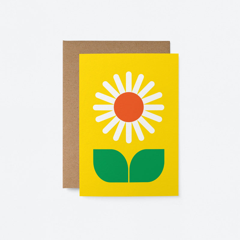 everyday greeting card with a sunflower and green leafs