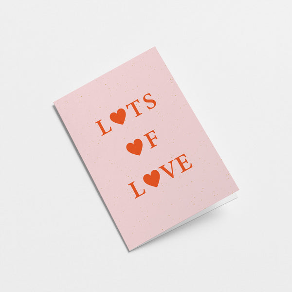 friendship card with 3 heart shapes and a text of lots of love
