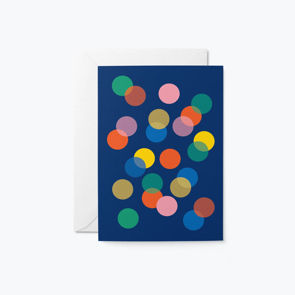 blue birthday card with colorful dots
