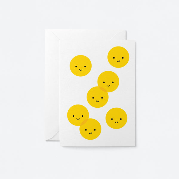 friendship card with yellow smiley faces