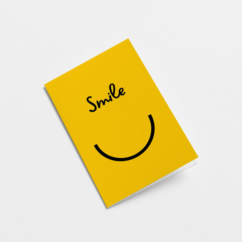 friendship card with smiley face with a text that says smile