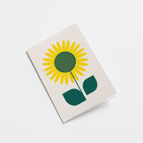 everyday greeting card with sunflower and green leafs