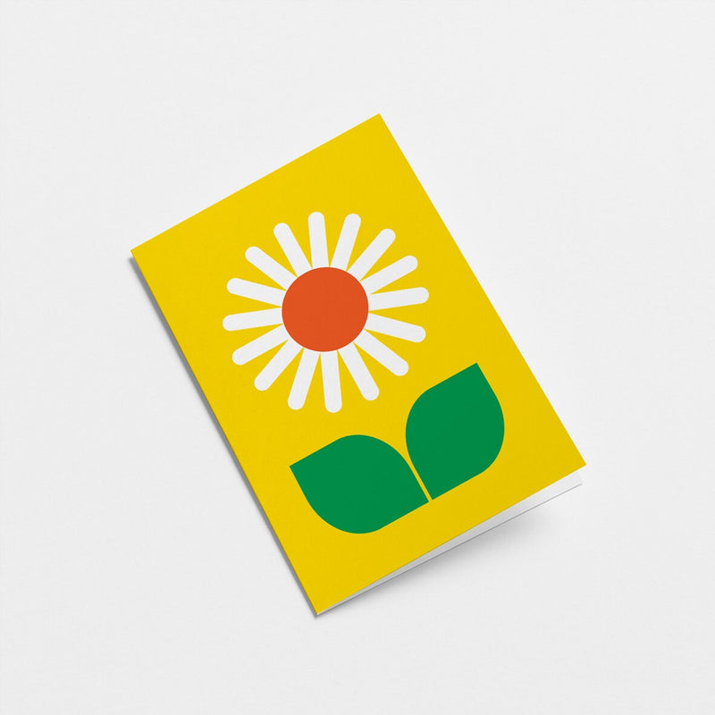 everyday greeting card with a sunflower and green leafs