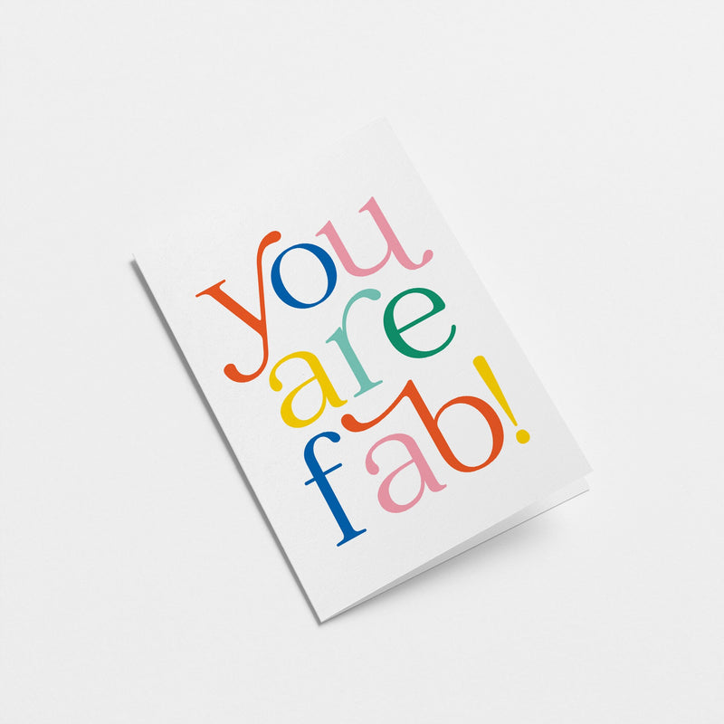 love and friendship card with a colorful text of you are fab!