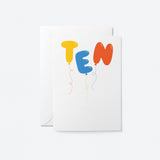 10th Birthday card - Kids age card