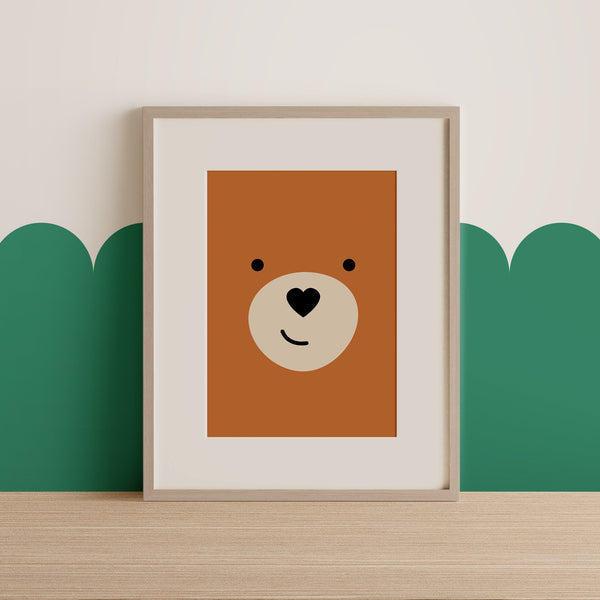 Happy bear⎜A4 art print, Nursery wall decoration