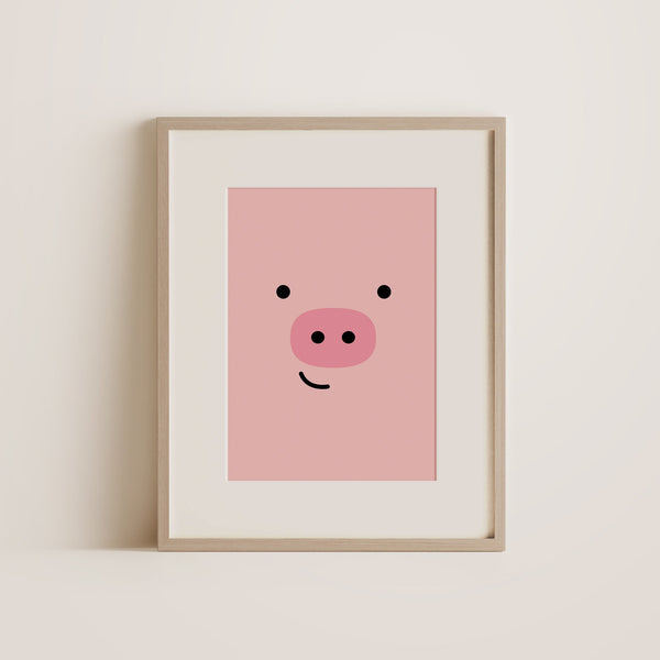 Happy pig⎜A4 art print, Nursery wall decoration