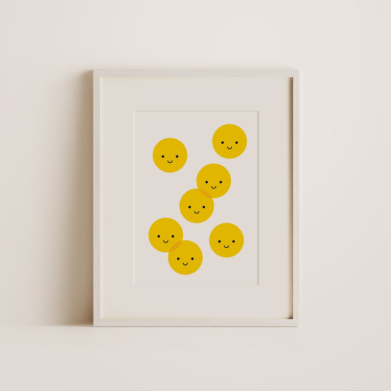 smiley faces print with white frame