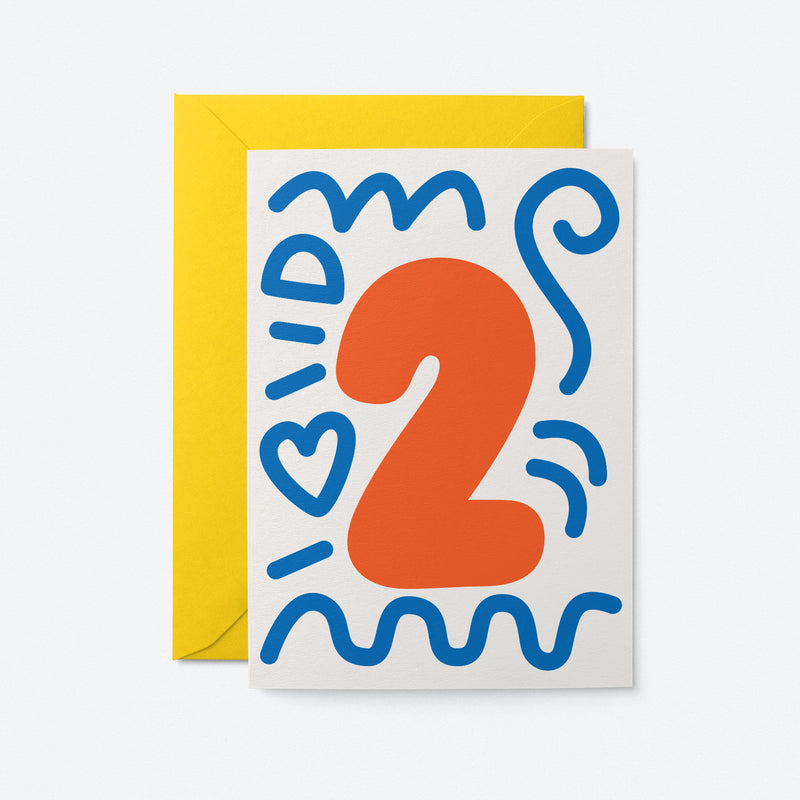 2nd Birthday card - Kids age card